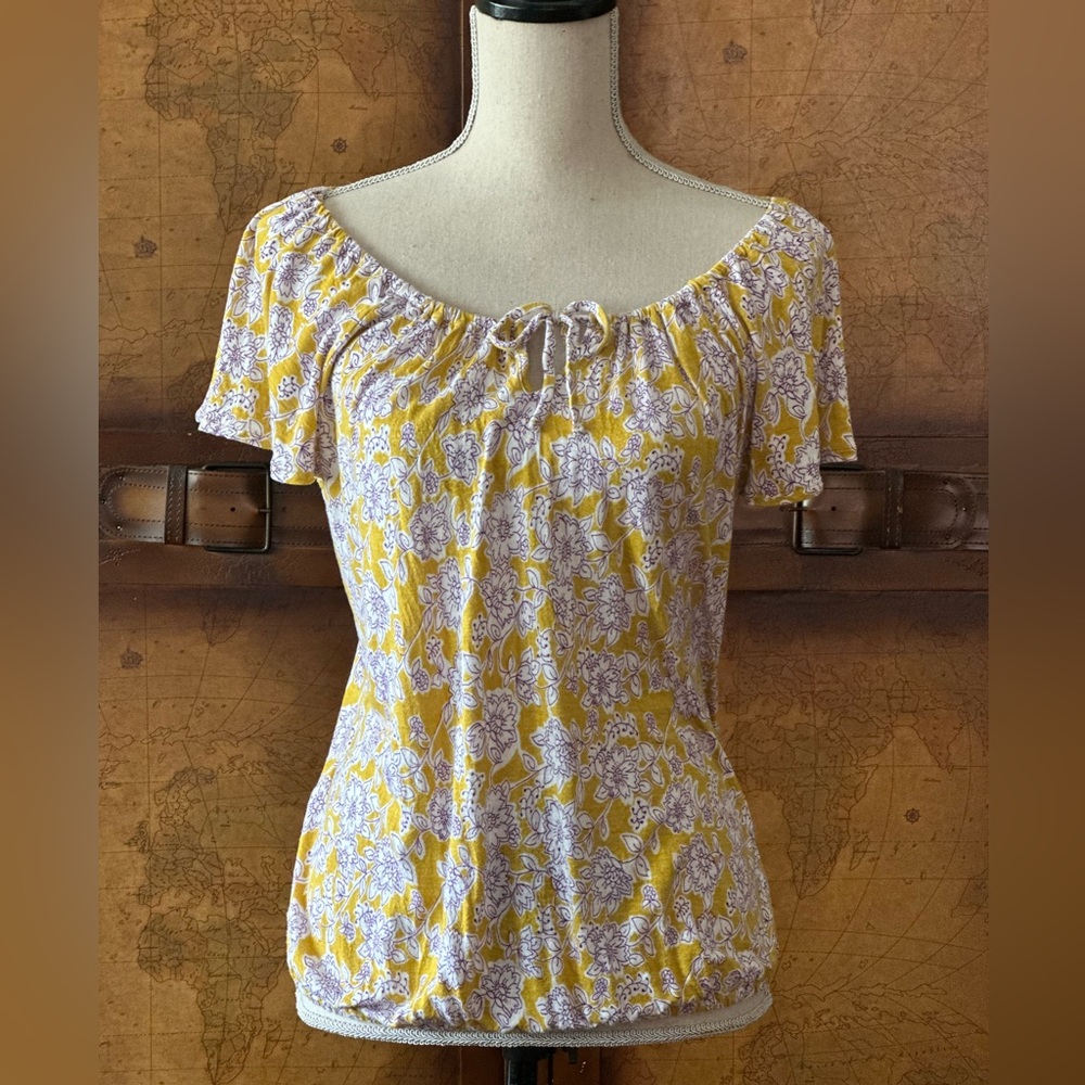 Old Navy Yellow Ruffled Tie Front Blouse